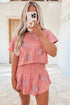 Lucky Charm Sequin Horseshoe Graphic Washed Crop Tee And Skort Set